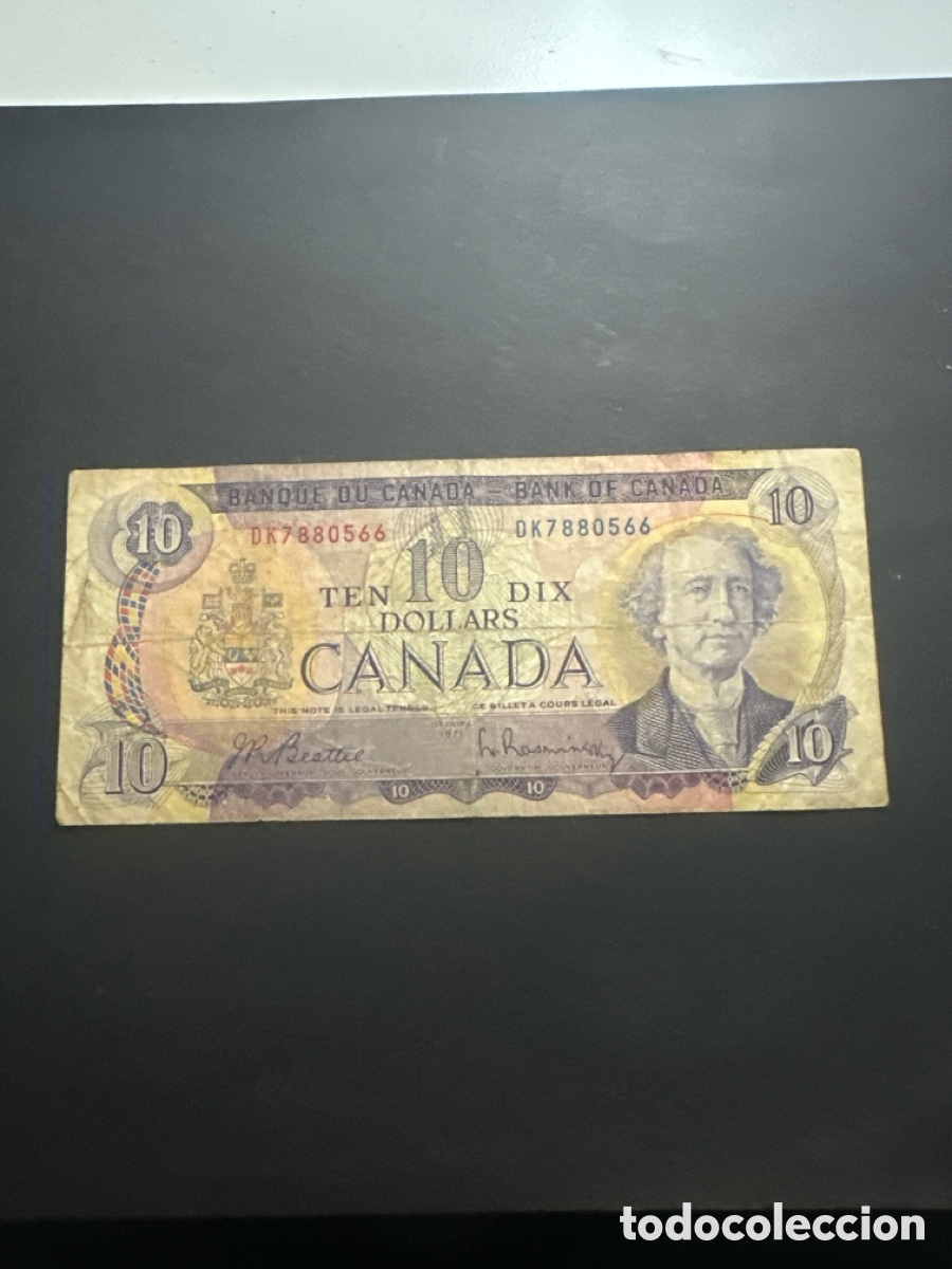 Billetes extranjeros: Billete de Canad&aacute; de 10 dollars a&ntilde;o 1971