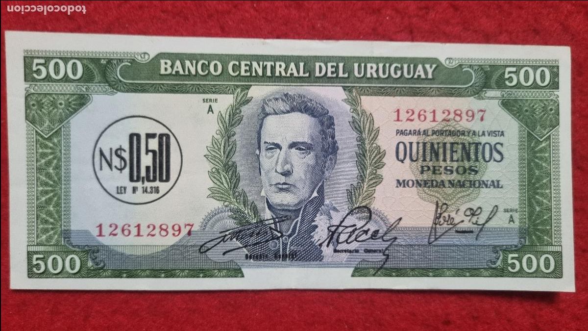 Billetes extranjeros: Q7 BILLETE URUGUAY 500 PESOS MBC ORIGINAL