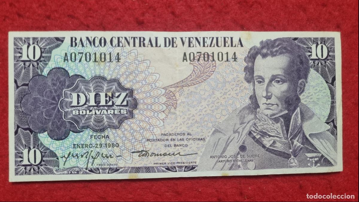 Billetes extranjeros: Q6 BILLETE VENEZUELA 10 BOLIVARES 1980 MBC+ ORIGINAL