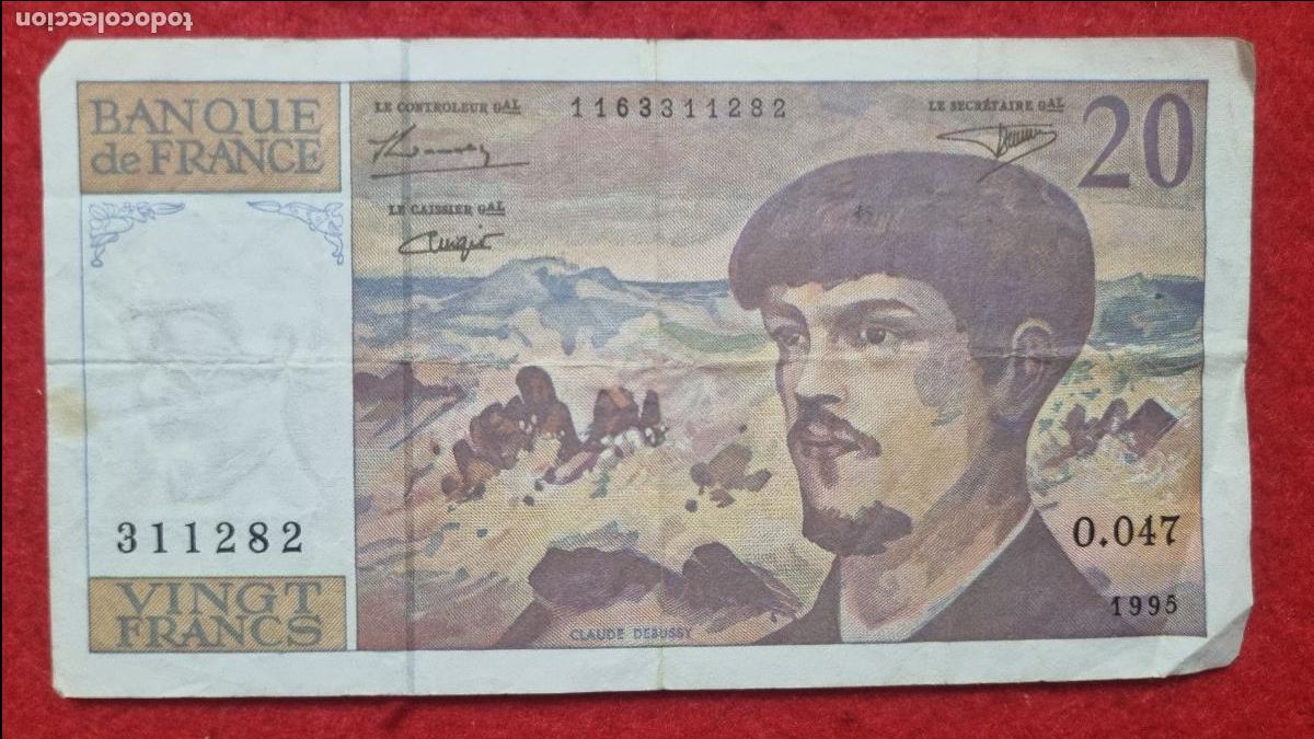 Billetes extranjeros: Q6 BILLETE FRANCIA 20 FRANCOS 1995 MBC ORIGINAL