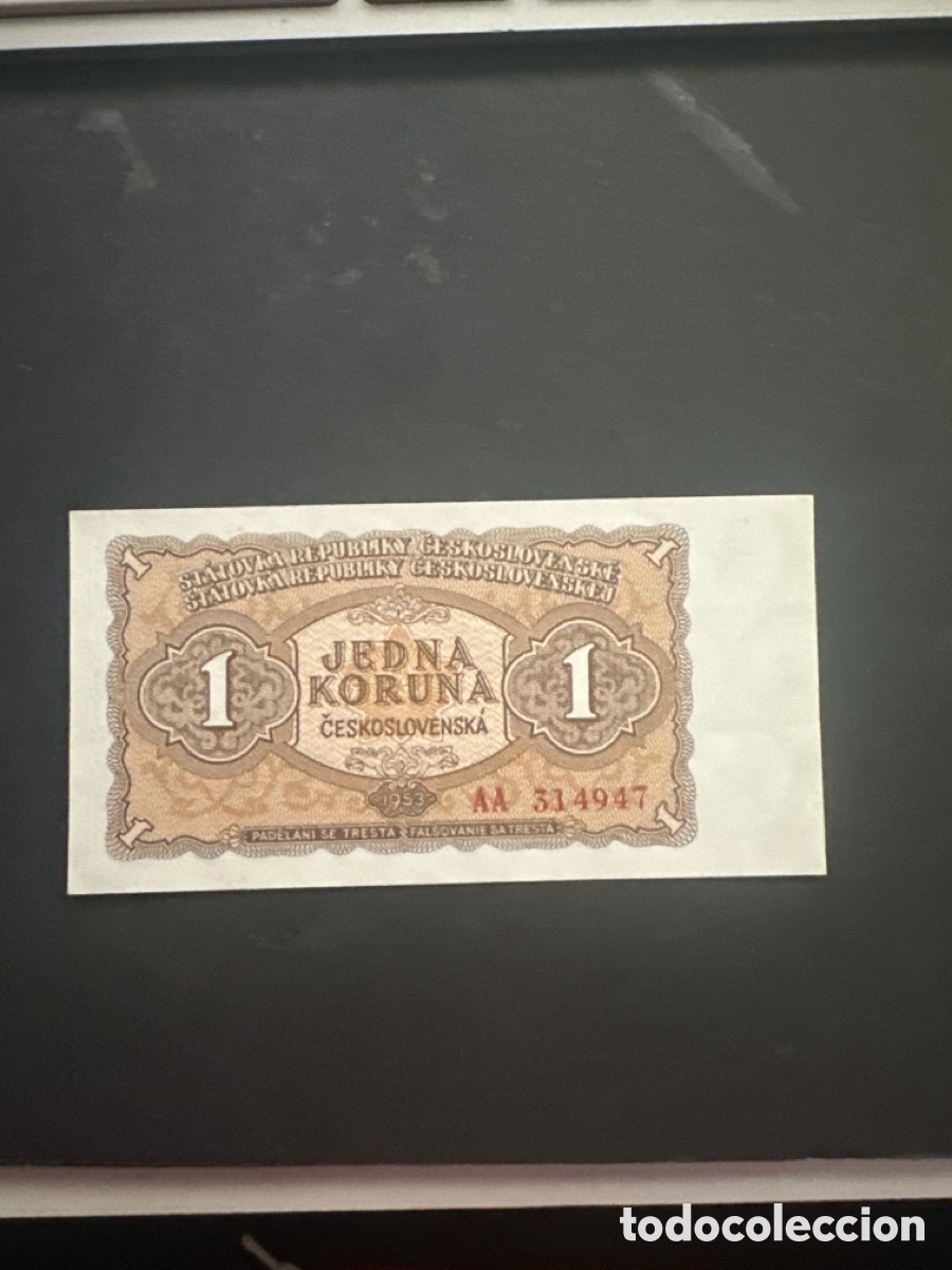 Billetes extranjeros: Billete de Checoslovaquia 1 corona 1953 sin circular