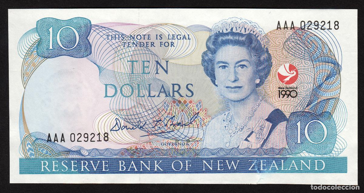 Billetes extranjeros: NUEVA ZELANDA (NEW ZEALAND). Conmemorativo 10 $ 1990. Isabel II, fauna, ave.