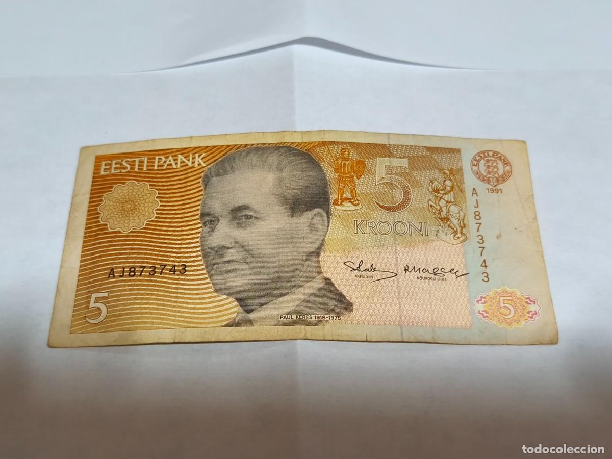 Billetes extranjeros: Estonia 5coronas 1991 F.