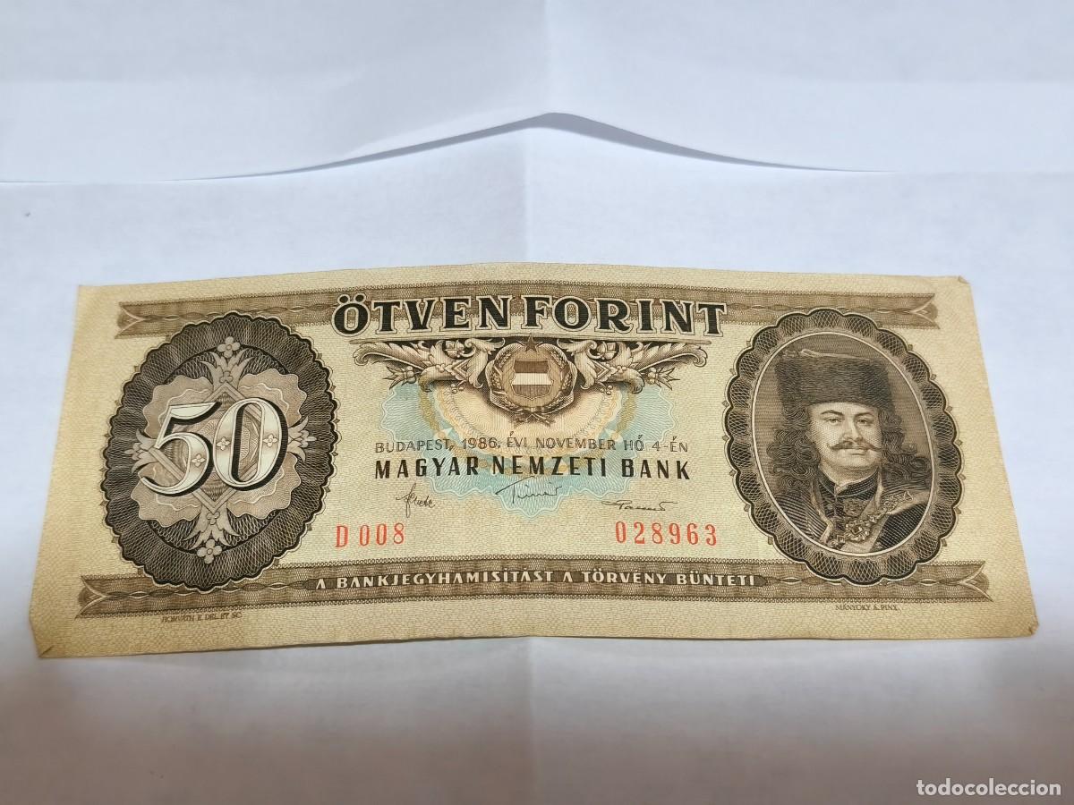 Billetes extranjeros: Hungr&iacute;a 50Forint 1986 VF.