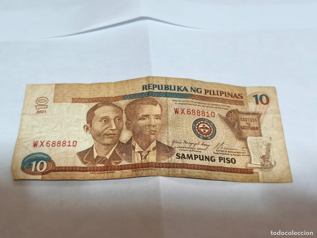 Billetes extranjeros: Philippines 10piso 2001 F.