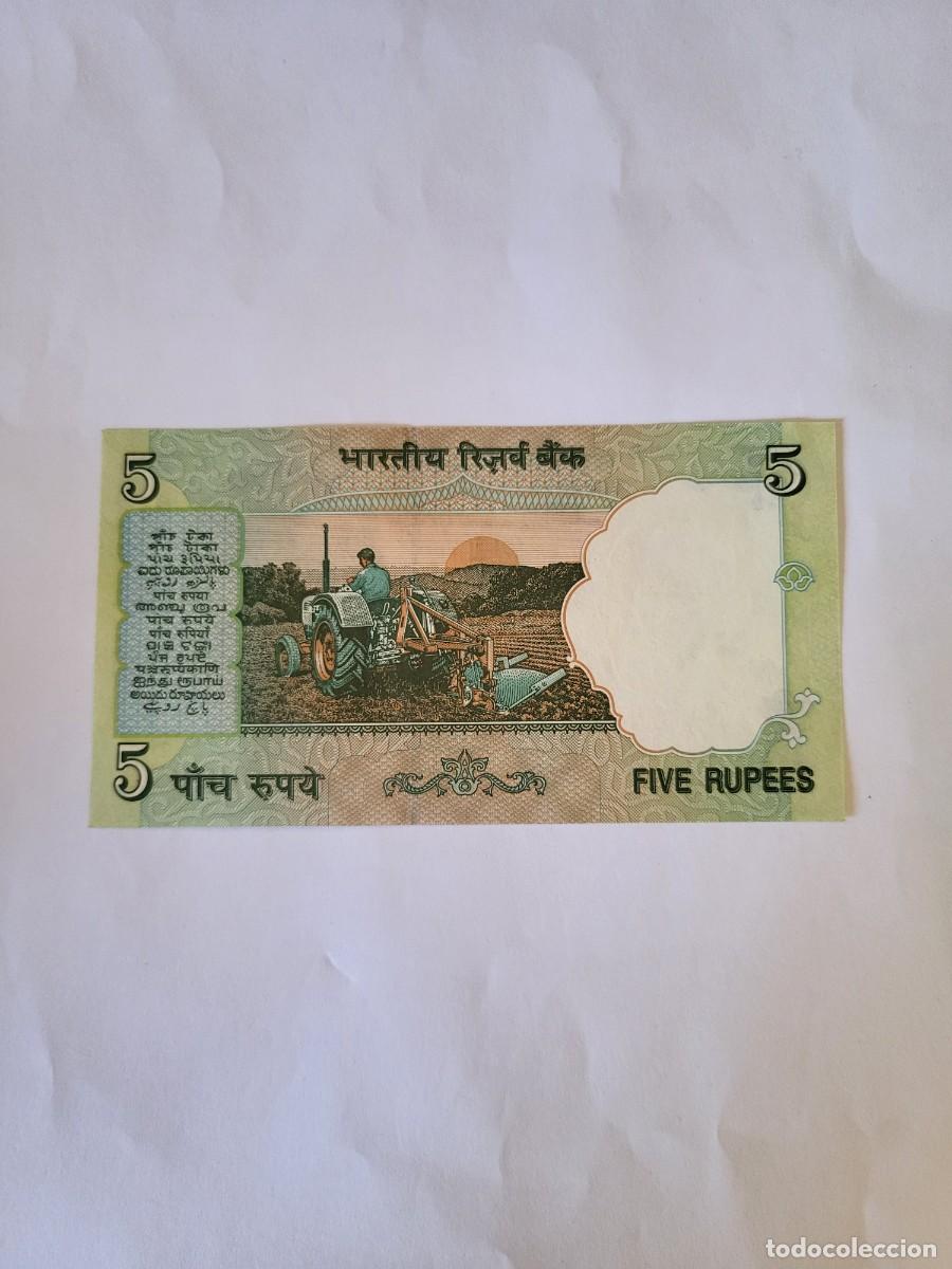 Billetes extranjeros: Billete 5 Rupias India (2002-2008) - Foto 2