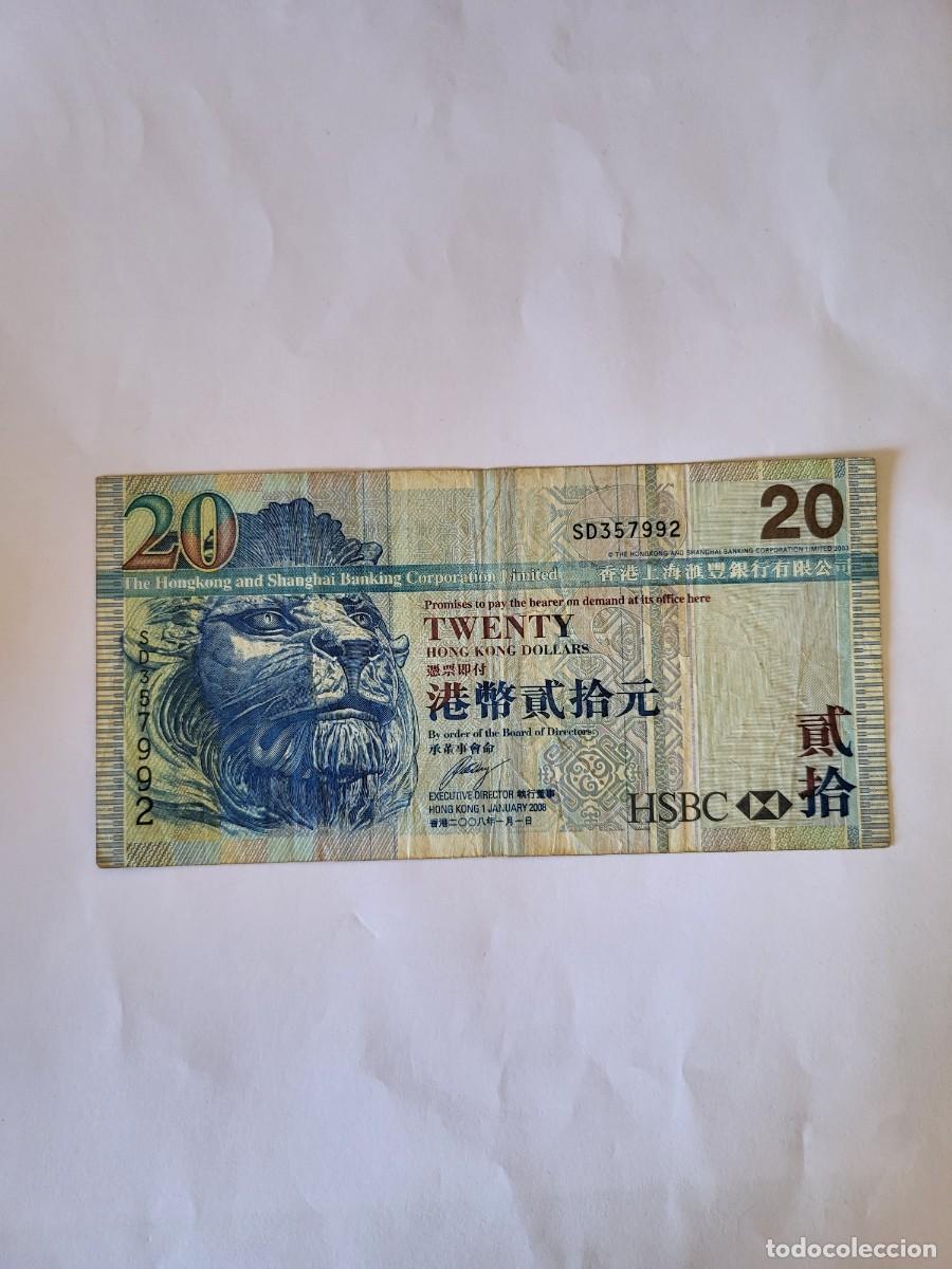 Billetes extranjeros: Billete 20 D&oacute;lares Hong Kong 2008