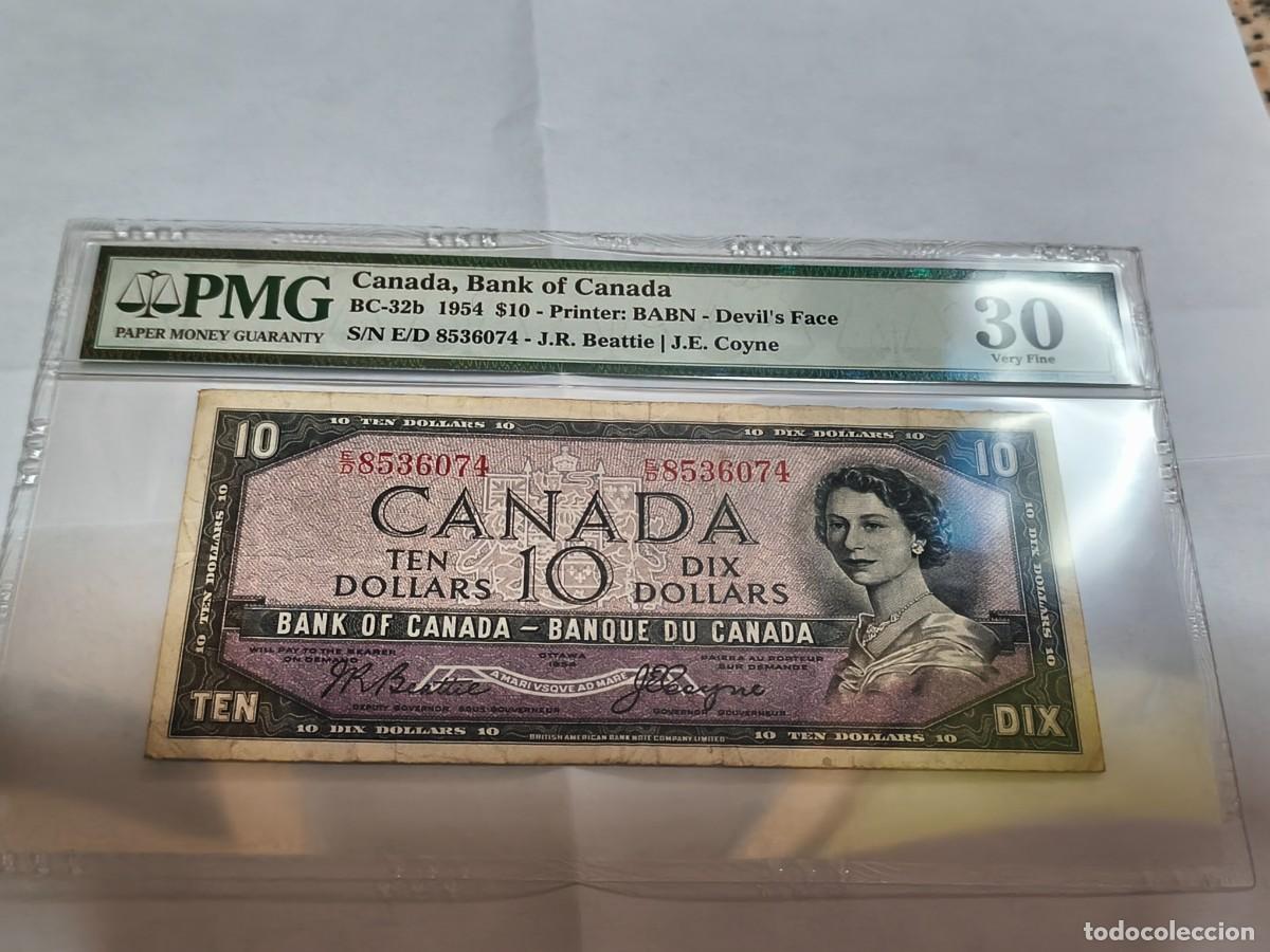 Billetes extranjeros: Canad&aacute; 10dolares 1954 PMG-30 - Foto 1