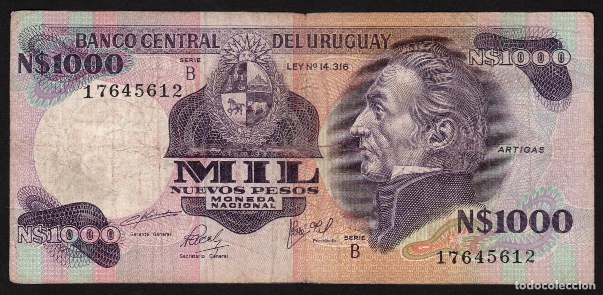 Billetes extranjeros: URUGUAY. 1000 Nuevos Pesos (1981). Pick 64b. Serie B