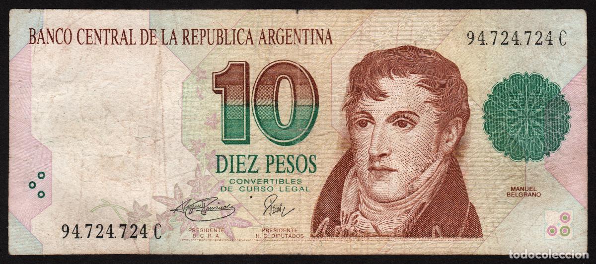 Billetes extranjeros: ARGENTINA. 10 pesos convertibles (1992). Pick 342. Serie B.