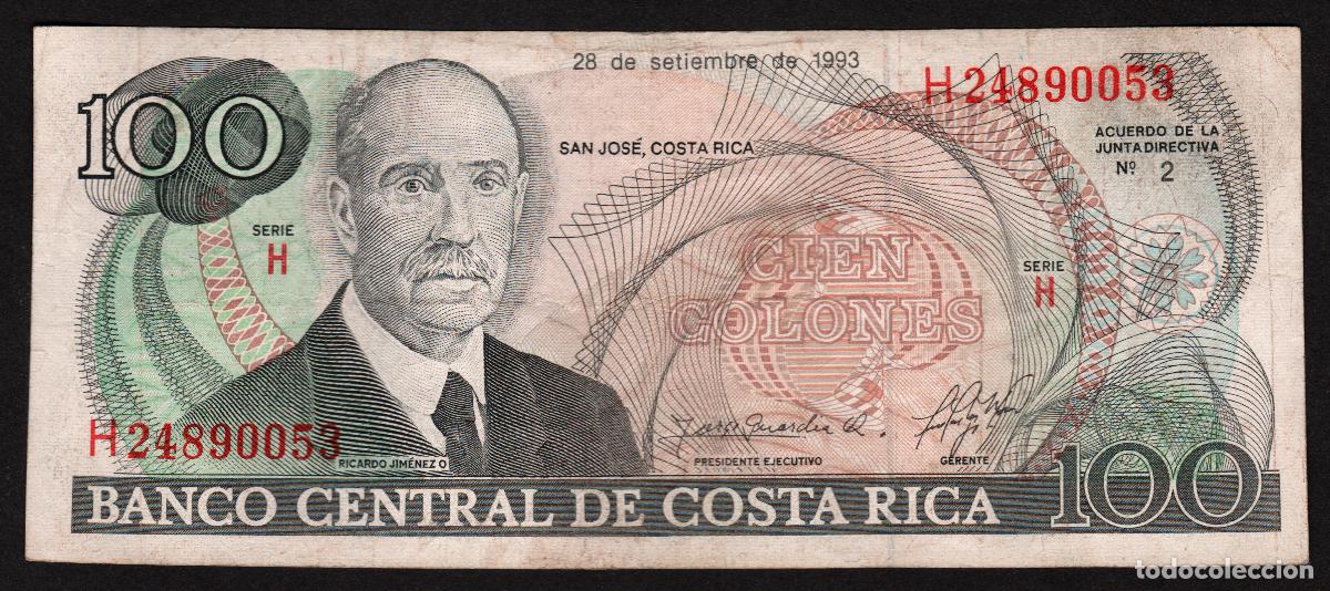 Billetes extranjeros: COSTA RICA. 100 colones 28.09.1993.