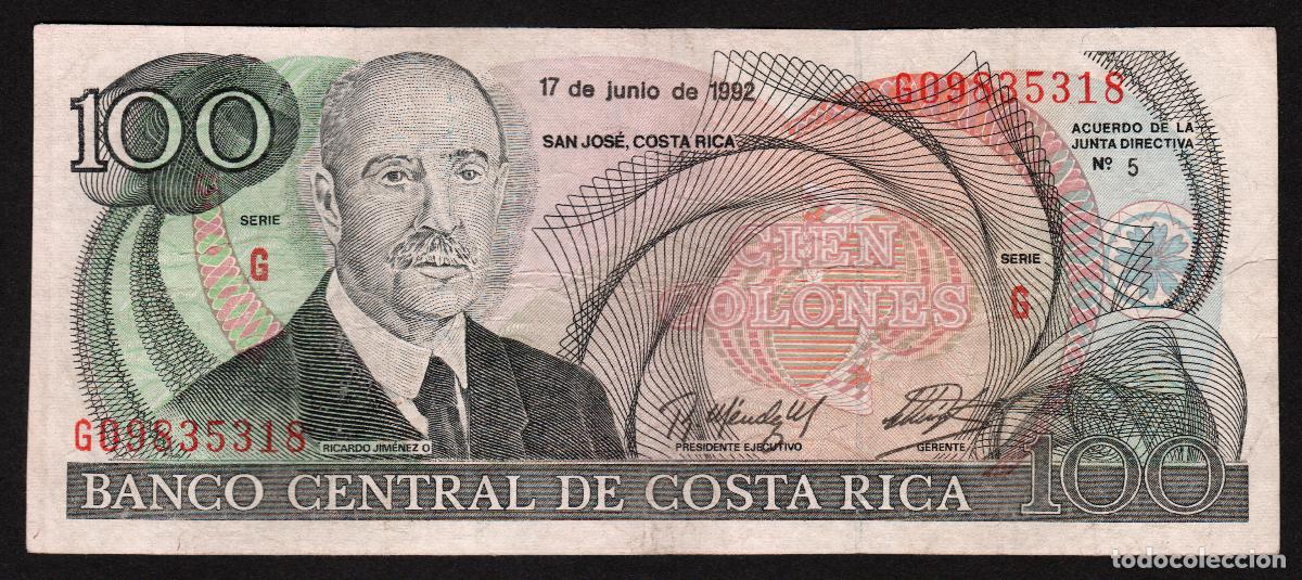 Billetes extranjeros: COSTA RICA. 100 colones 17.6.1992.