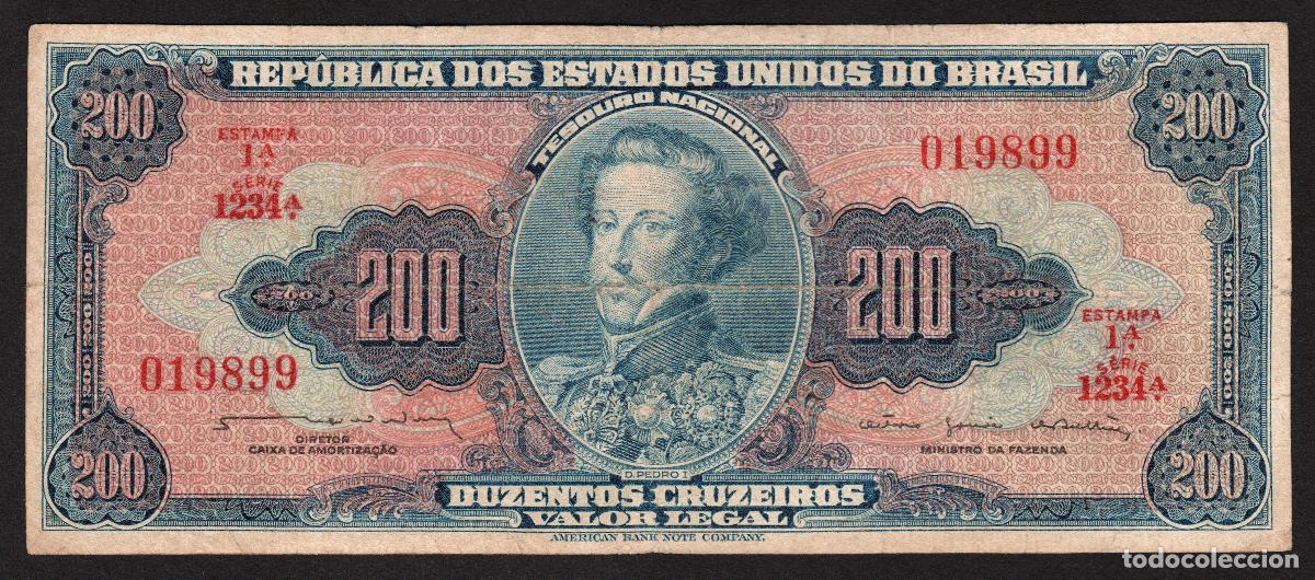 Billetes extranjeros: BRASIL. 200 cruzeiros (1964). Pick 171b. Serie 1234.