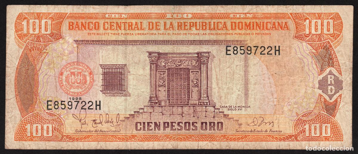 Billetes extranjeros: DOMINICANA Rep. 100 pesos 1997. Impresora - FCO. Pick 156b.