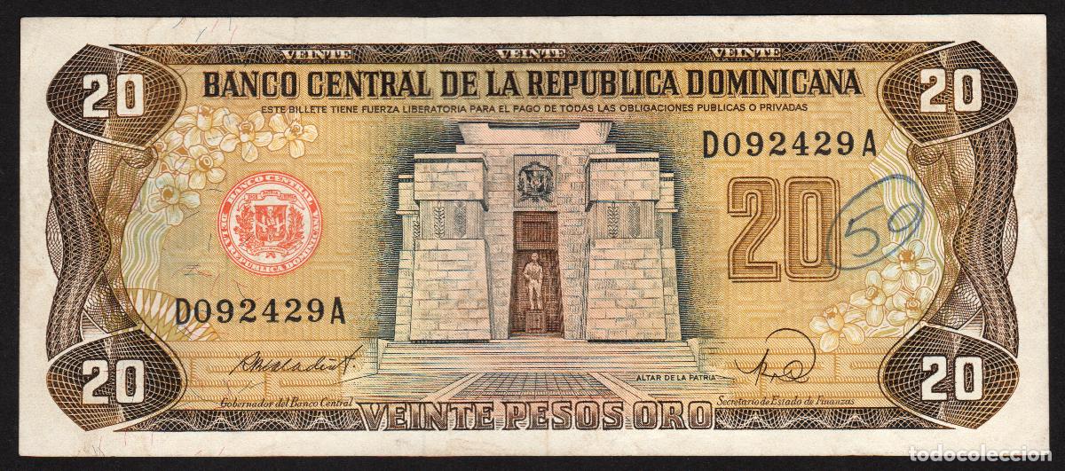 Billetes extranjeros: DOMINICANA Rep. 20 pesos 1988. Impresora TDLR. Pick 120c.