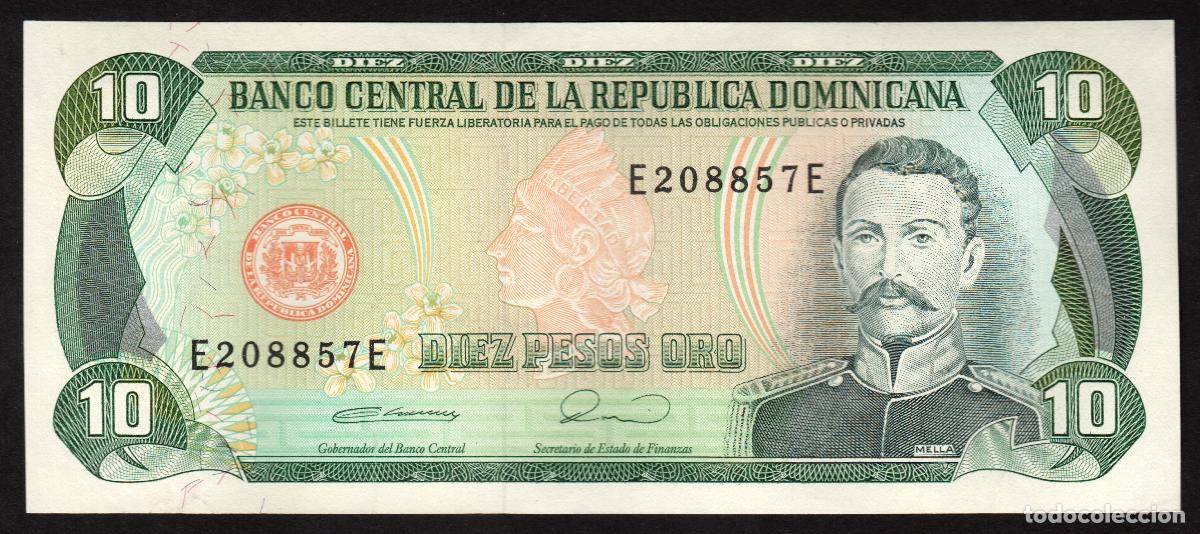 Billetes extranjeros: DOMINICANA Rep. 10 pesos 1990. Pick 132. Impresora H&S Ltd.
