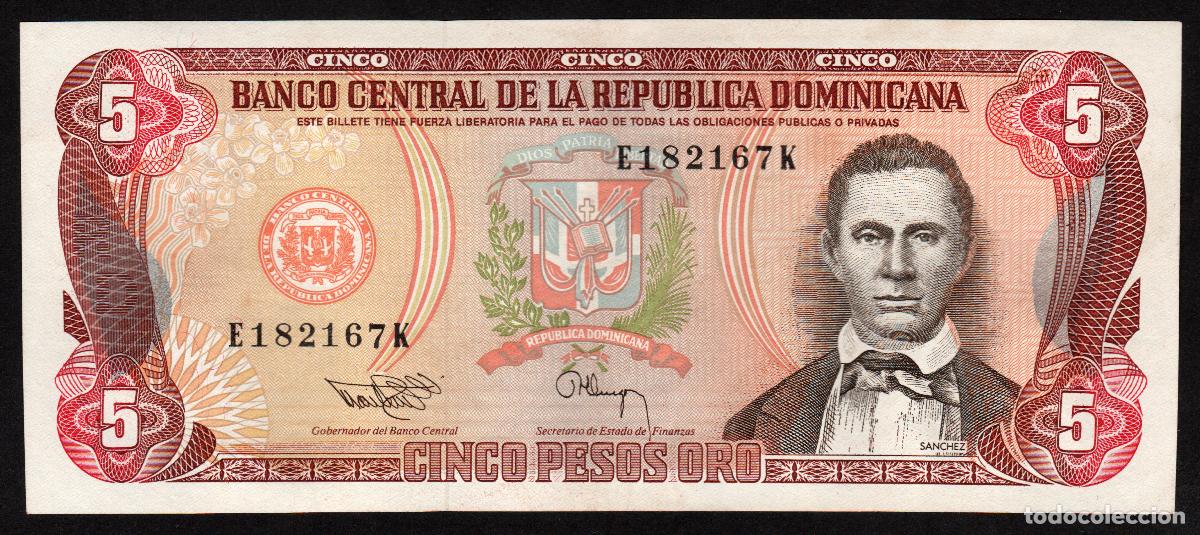 Billetes extranjeros: DOMINICANA Rep. 5 pesos 1994. Impresora USBNC. Pick 143.
