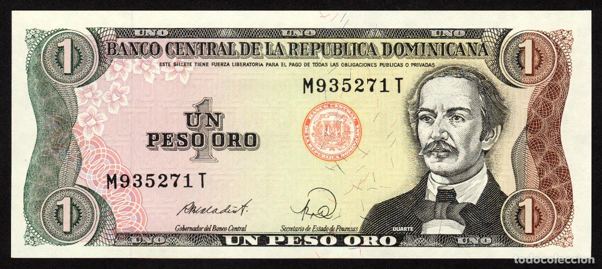 Billetes extranjeros: DOMINICANA Rep. 1 pesos 1988. Impresora - De La Rue. Pick 126 c.
