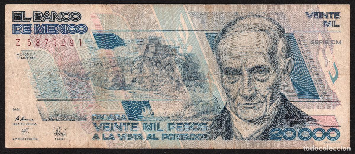 Billetes extranjeros: MEXICO. 20000 pesos 28. 3.1989. Pick 92b. Serie DM.