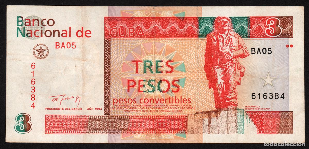 Billetes extranjeros: CUBA. 3 pesos convertibles 1994. Che Guevara.