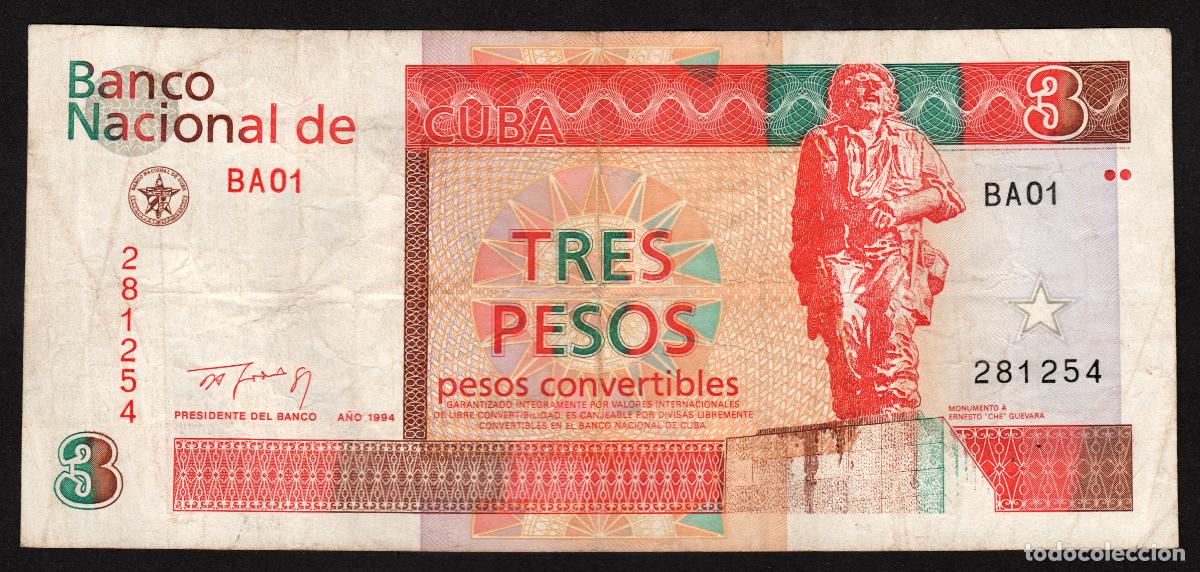Billetes extranjeros: CUBA. 3 pesos convertibles 1994. Che Guevara.