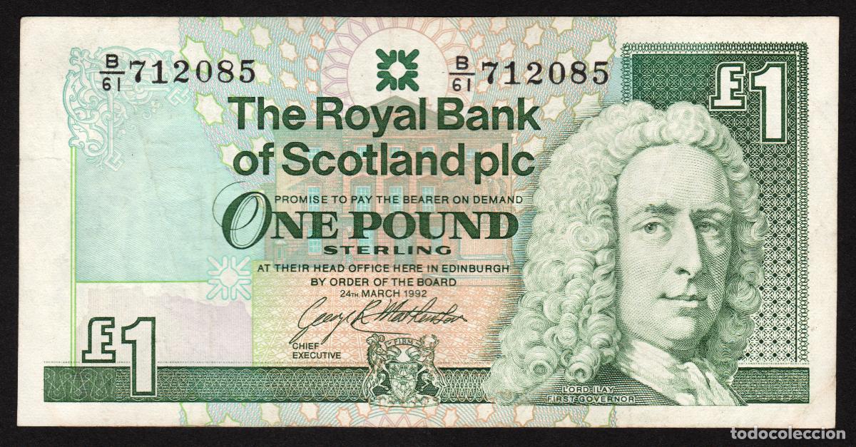 Billetes extranjeros: ESCOCIA (SCOTLAND). RBS LTD. 1 pound 24.3. 1992. Pick 351c.