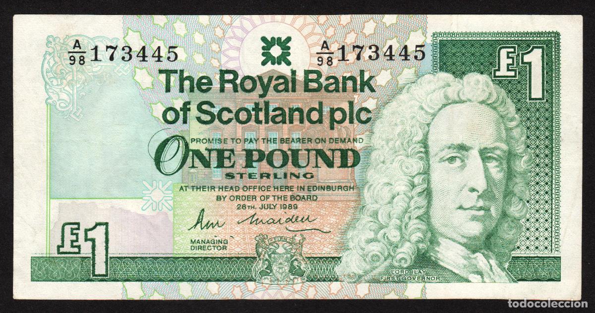 Billetes extranjeros: ESCOCIA (SCOTLAND). RBS LTD. 1 pound 28.7. 1989. Pick 351a.