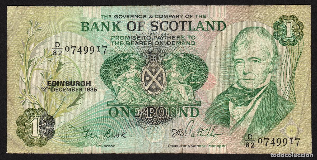 Billetes extranjeros: ESCOCIA. Bank of Scotland. 1 pound 12.12. 1985. Pick 111f. Ver firmas.