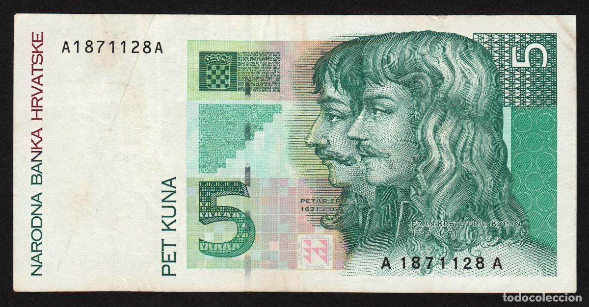 Billetes extranjeros: CROACIA. 5 kuna 1993. A - A.
