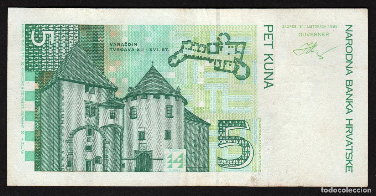 Billetes extranjeros: CROACIA. 5 kuna 1993. A - A. - Foto 2