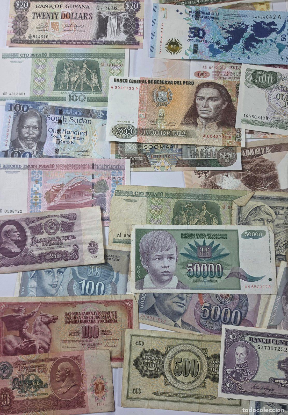 Billetes extranjeros: Lote 50 billetes diferentes del mundo