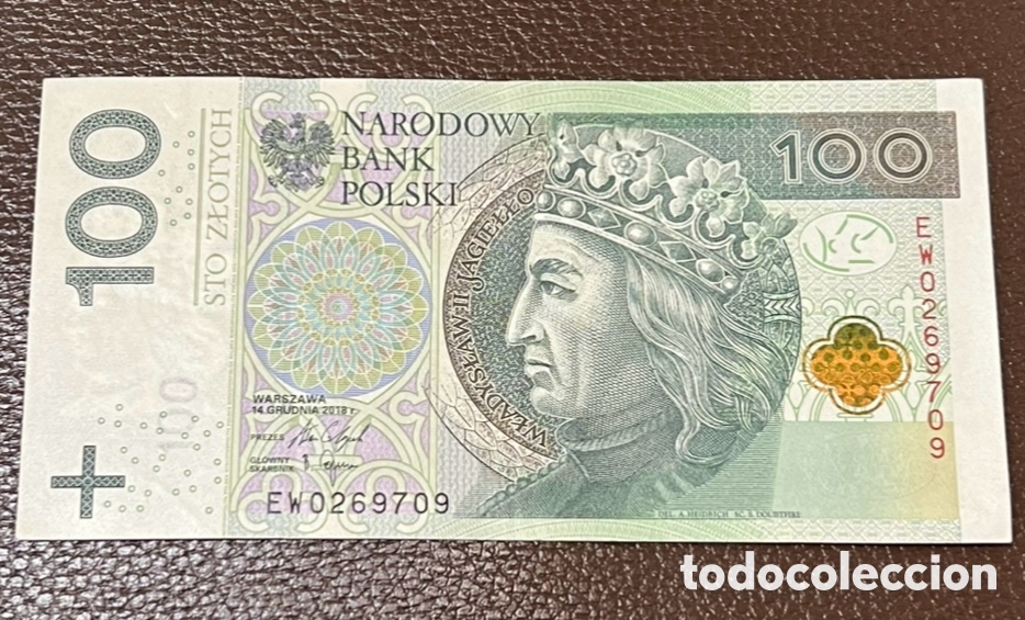 Billetes extranjeros: Billete. Polonia. 100 Esloti. 2018. 7 x 14 cm.