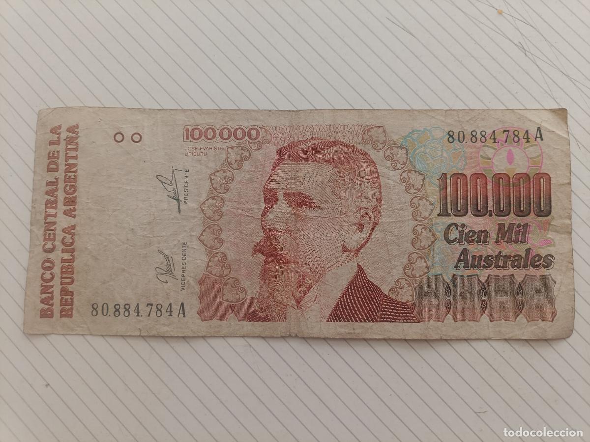 Billetes extranjeros: 100000 australes Argentina 1990