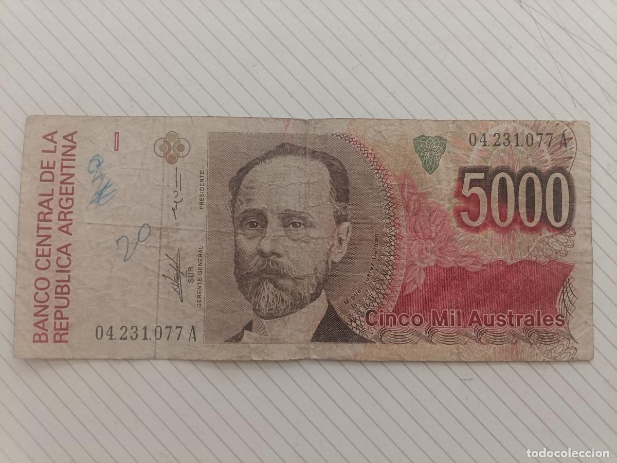 Billetes extranjeros: ARGENTINA BOTTERO 5000 AUSTRALES 1989