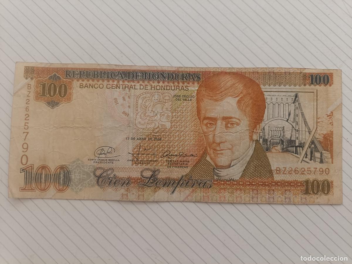 Billetes extranjeros: Honduras. 100 lempiras de 2008