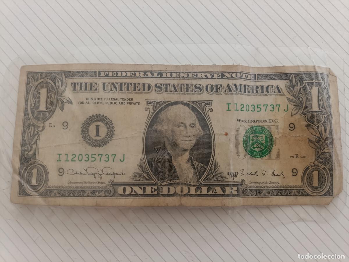 Billetes extranjeros: USA 1 dollar de 1988 plastificado
