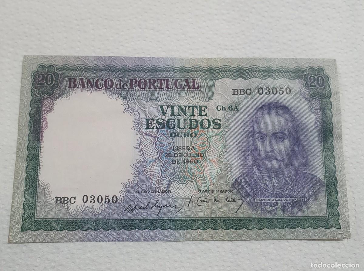 Billetes extranjeros: Billete 20 Escudos Portugal (1960)