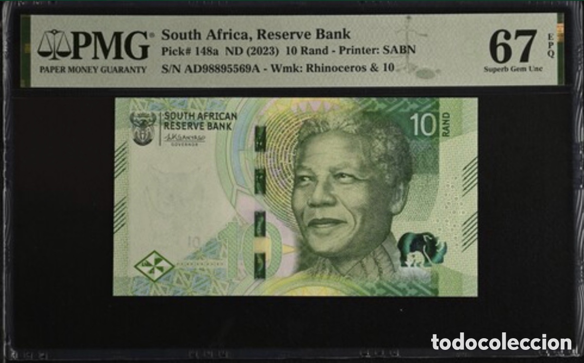 Billetes extranjeros: Billete Sud&aacute;frica 10 Rand 2023 PMG 67 p148a