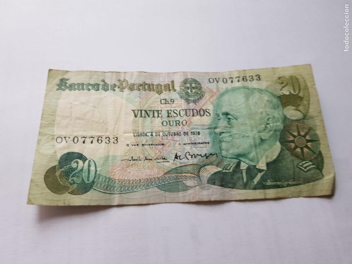 Billetes extranjeros: PORTUGAL-20 ESCUDOS-1978