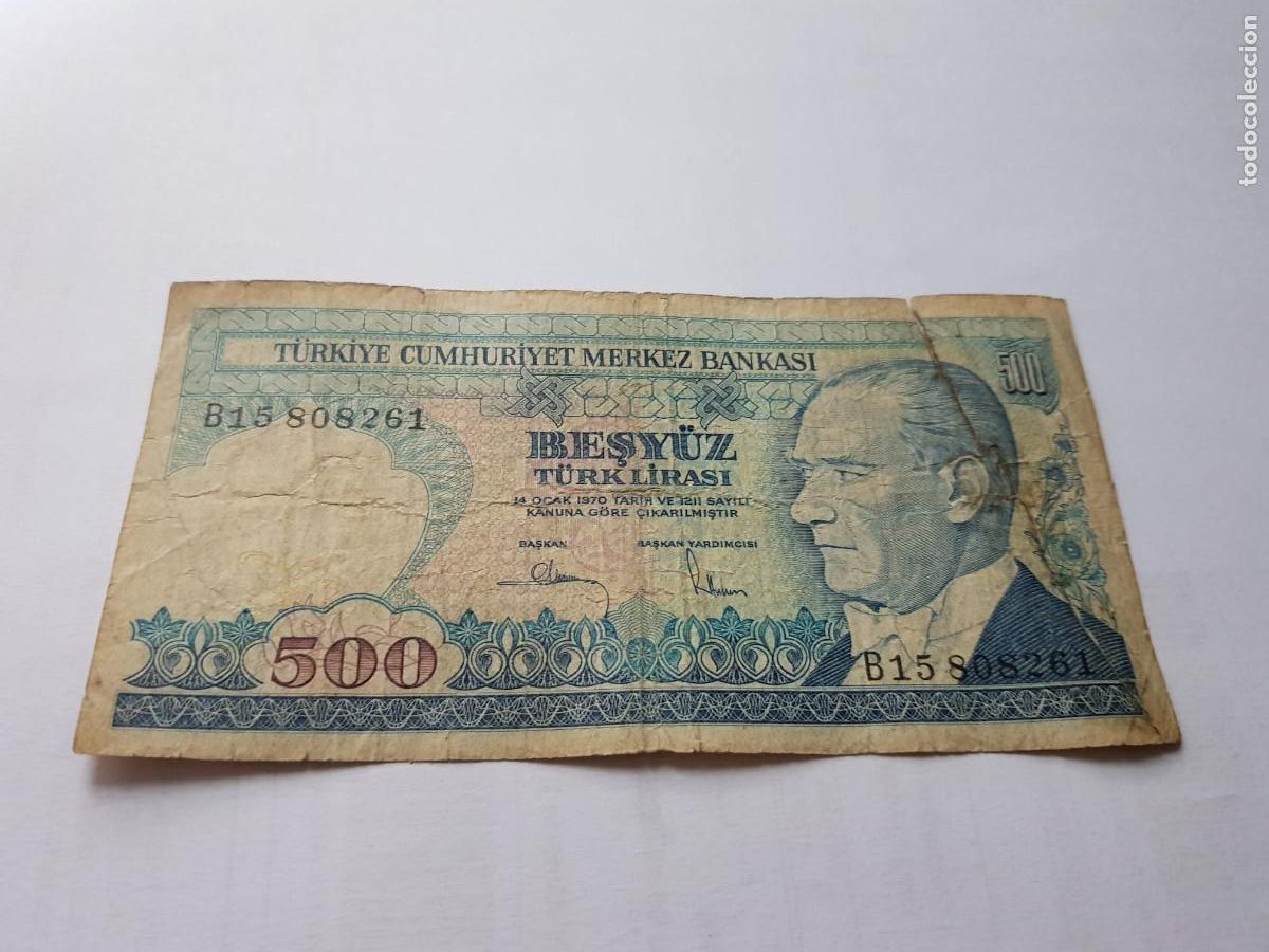 Billetes extranjeros: TURQUIA-500 LIRAS-1970