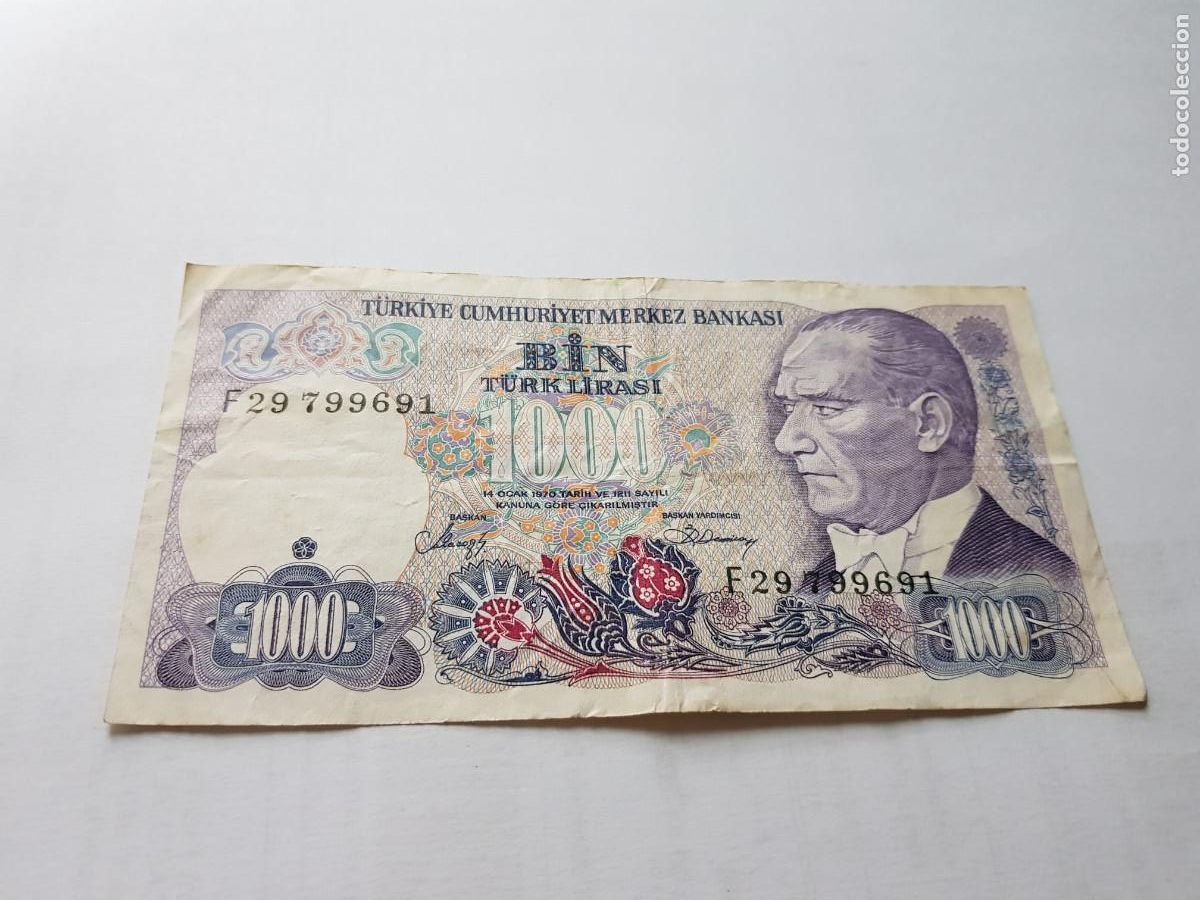 Billetes extranjeros: TURQUIA-1000 LIRAS-1970