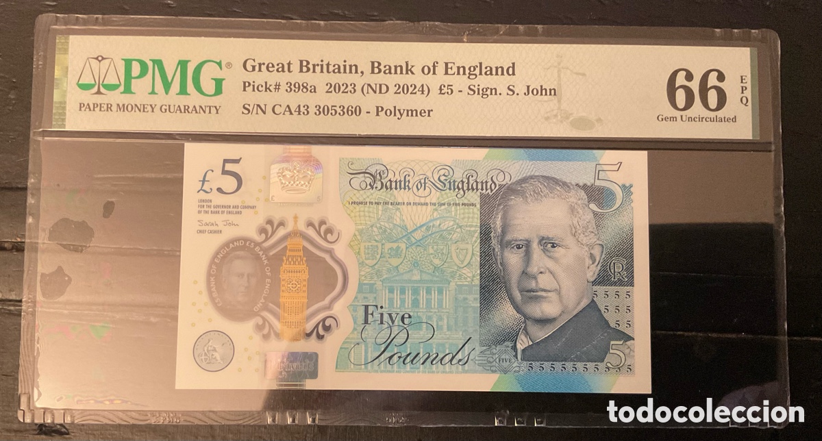 Billetes extranjeros: Billete Great Britain 5 Pounds 2006 PMG 66 p398a