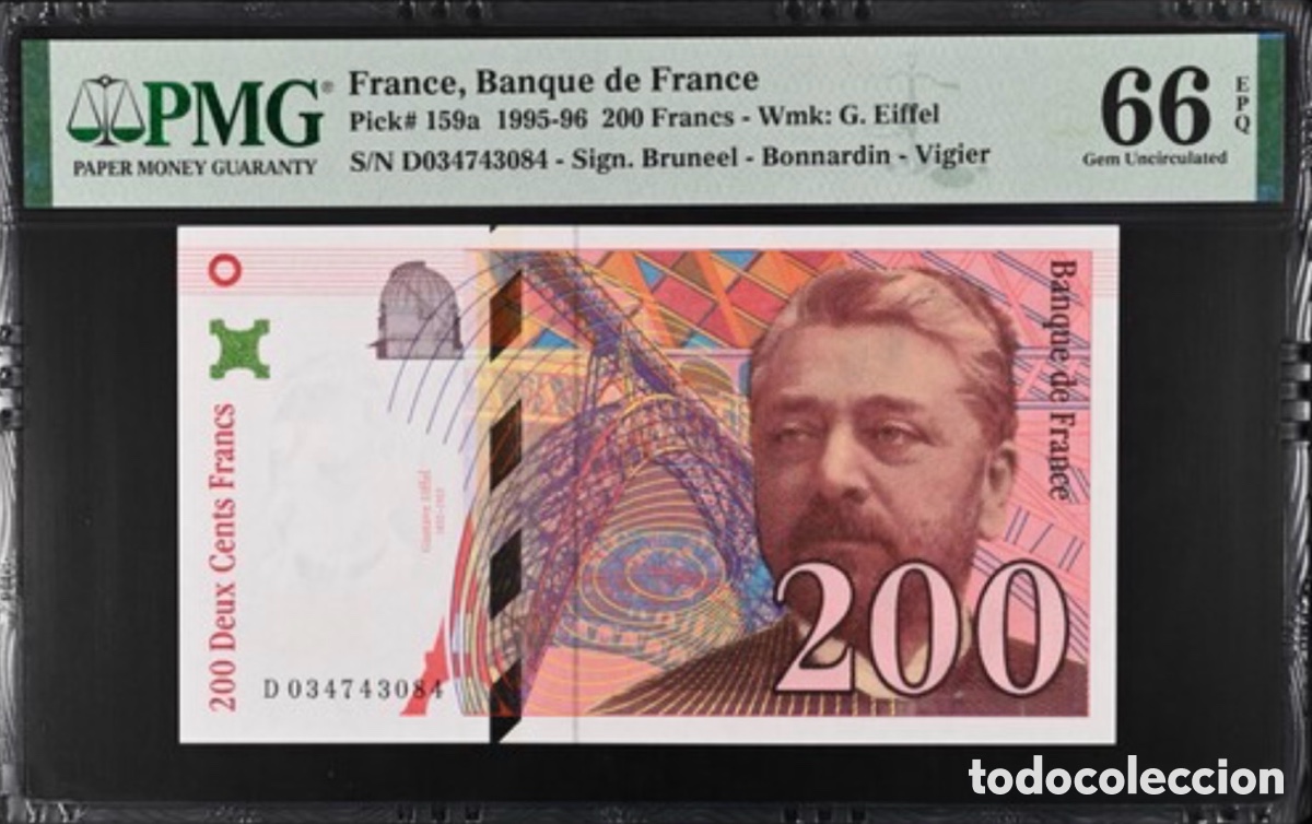 Billetes extranjeros: Billete Francia 200 Francos 1995-96. PMG 66 p159a