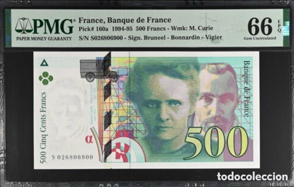 Billetes extranjeros: Billete Francia 500 Francos 1994-95 PMG 66 p160a