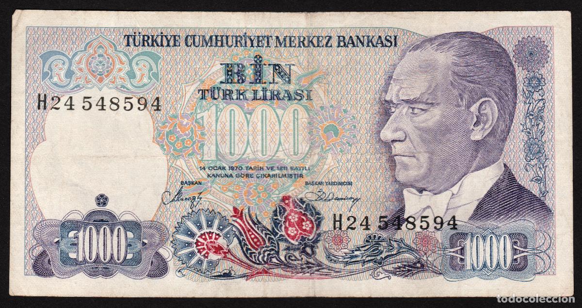 Billetes extranjeros: TURQUIA. 1000 lira L.1970 (1986). Pick 196. Serie H.