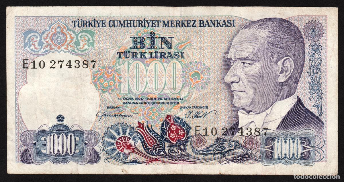 Billetes extranjeros: TURQUIA. 1000 lira L.1970 (1986). Pick 196. Serie E.