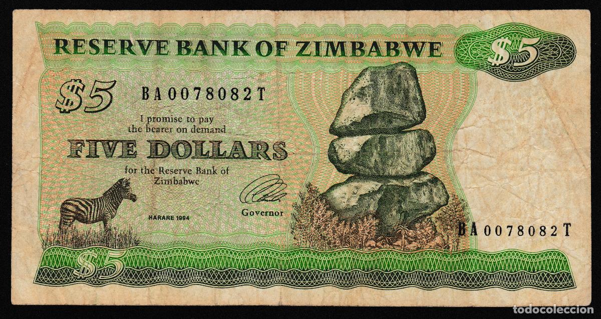 Billetes extranjeros: ZIMBABWE. 5 $ 1994. Firma 3.