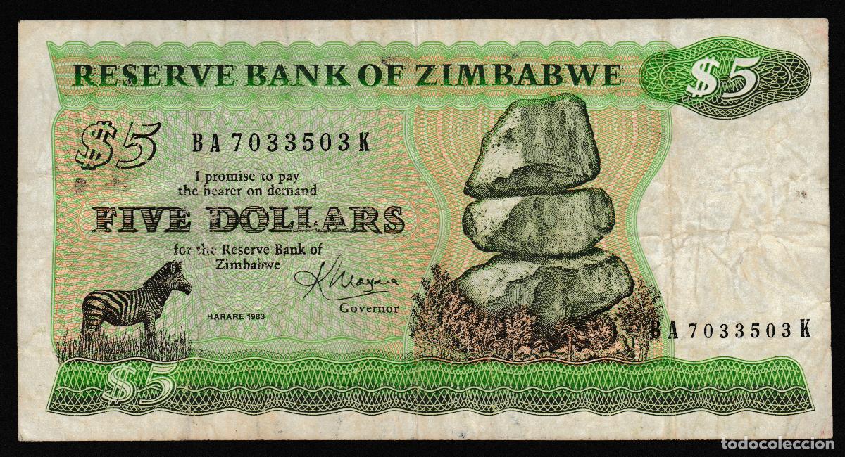 Billetes extranjeros: ZIMBABWE. 5 $ 1983. Firma 2.