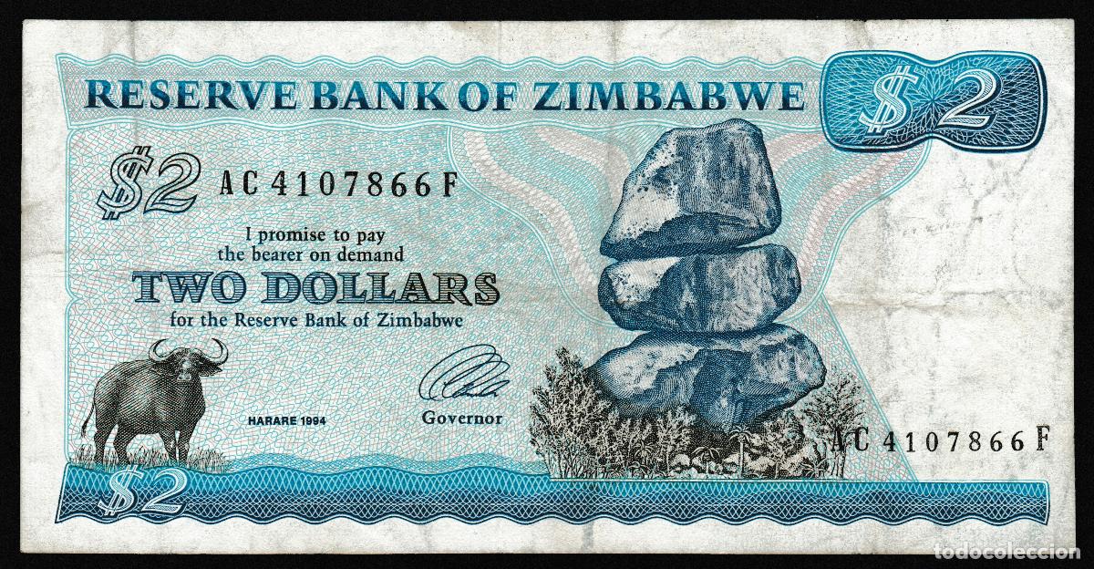 Billetes extranjeros: ZIMBABWE. 2 $ 1994. Firma 3.