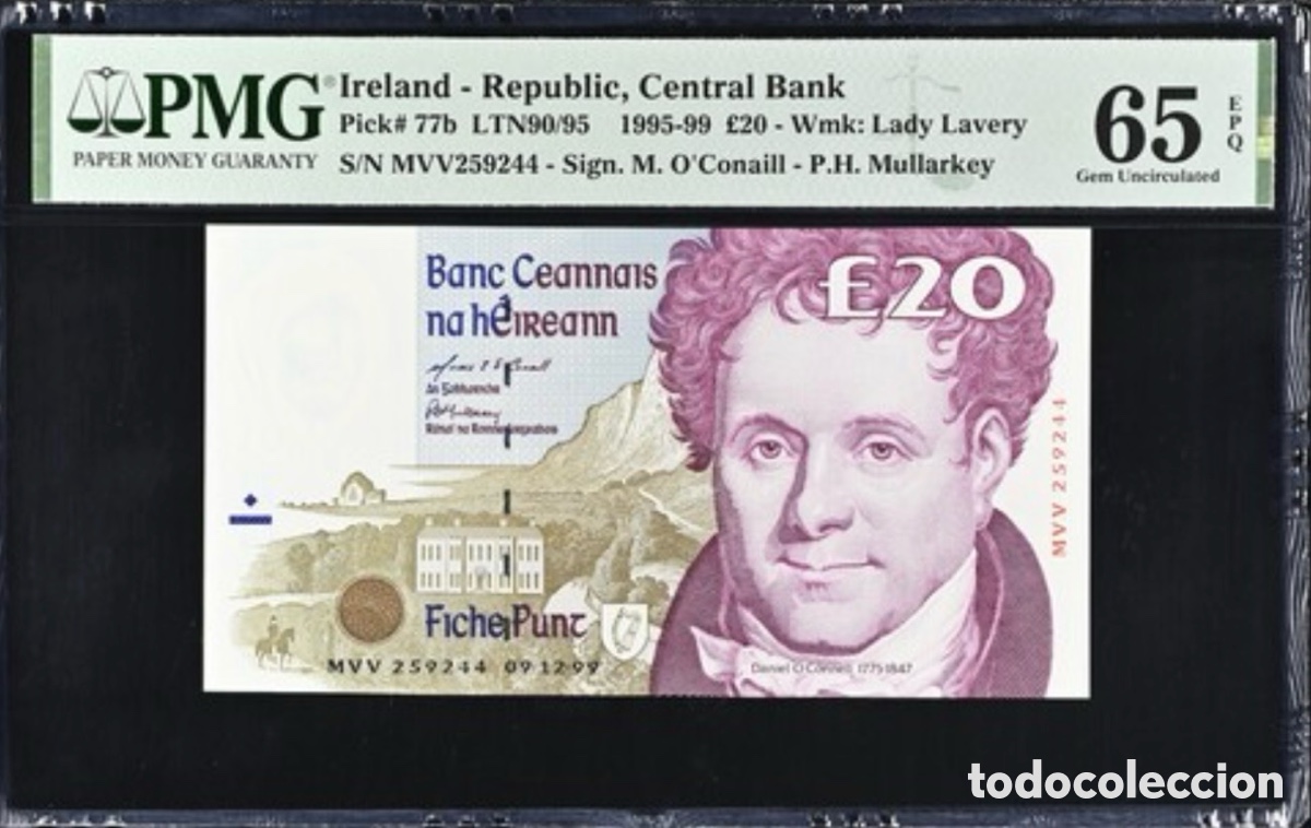 Billetes extranjeros: Billete 20 Pound Rep&uacute;blica Irlanda 1995-99 PMG 65 p77b